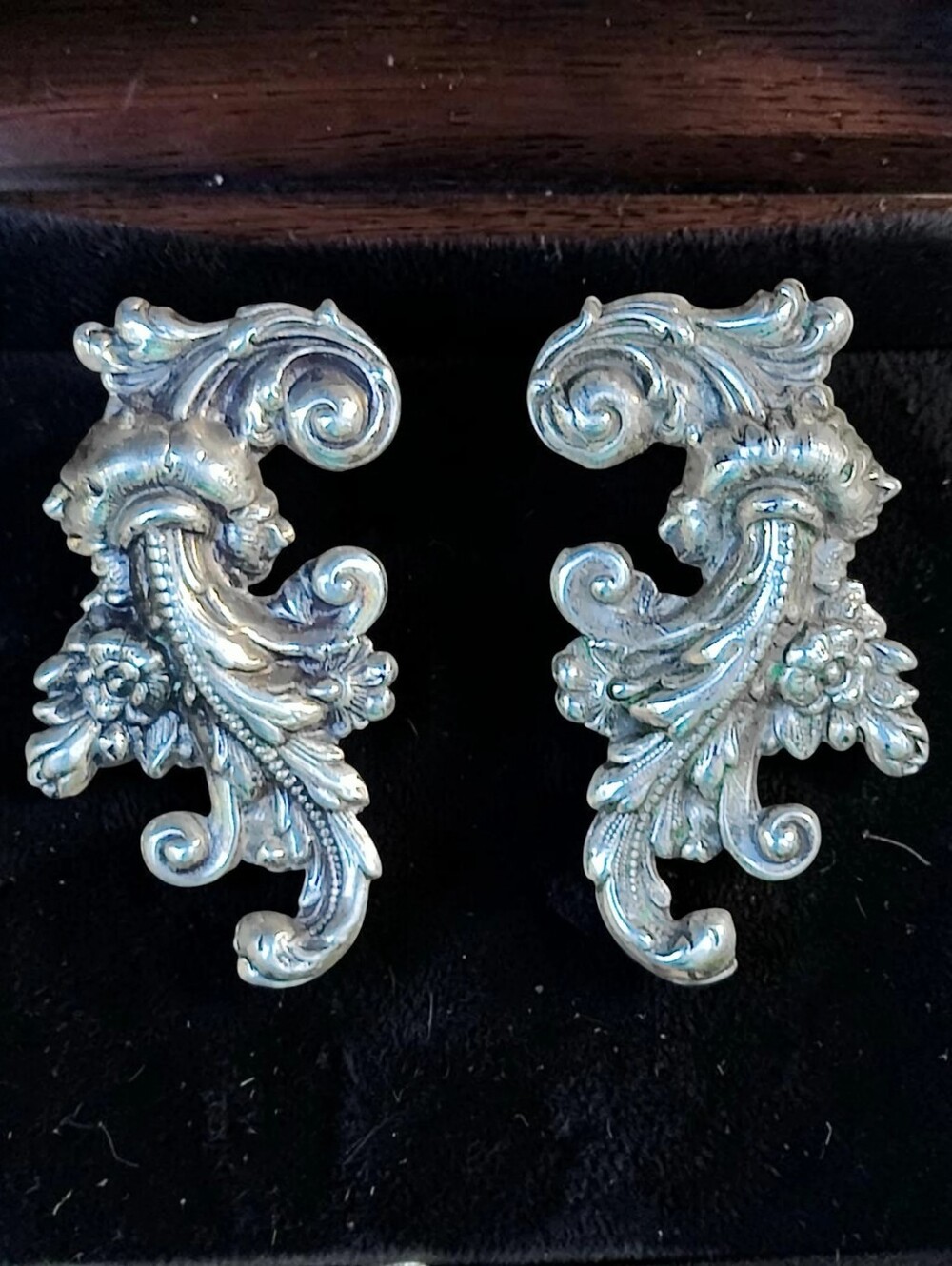 Antique Victorian Sterling Silver Ornate Earrings